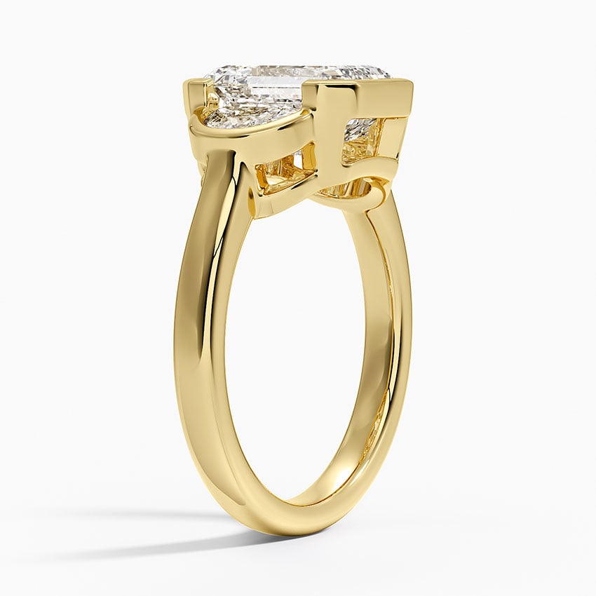 Half Moon Three Stone Bezel Diamond Ring (1/2 ct. tw.) - Emerald Cut Center Stone