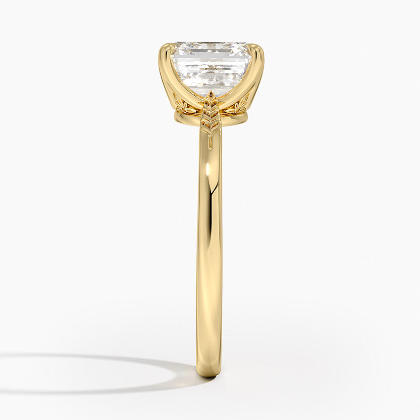 Laurel Engraved Ring - Asscher Cut Center Stone