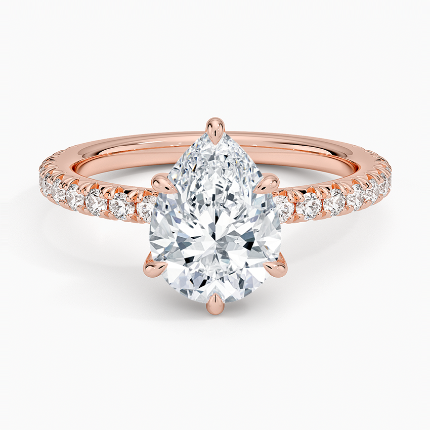 Amelie Three-Quarter Coverage Diamond Ring - Pear Center Stone