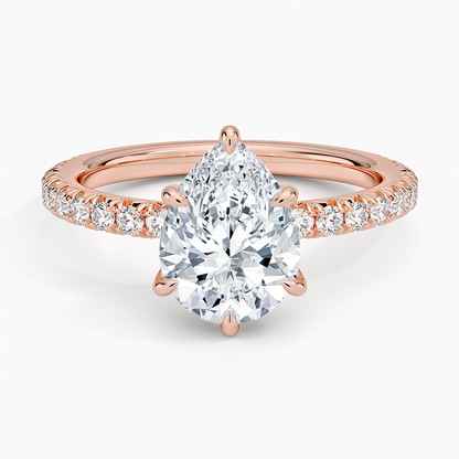 Amelie Three-Quarter Coverage Diamond Ring - Pear Center Stone