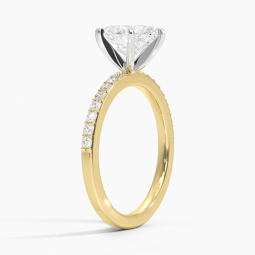Six Prong Petite Shared Prong Diamond Ring (1/5 ct. tw.) - Oval Center Stone