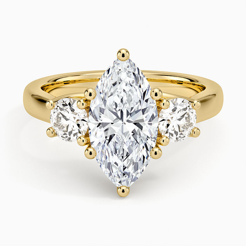 Petite Three Stone Trellis Diamond Ring (1/3 ct. tw.) - Marquise Cut Center Stone