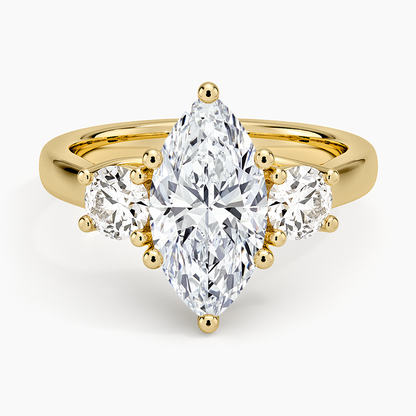 Petite Three Stone Trellis Diamond Ring (1/3 ct. tw.) - Marquise Cut Center Stone