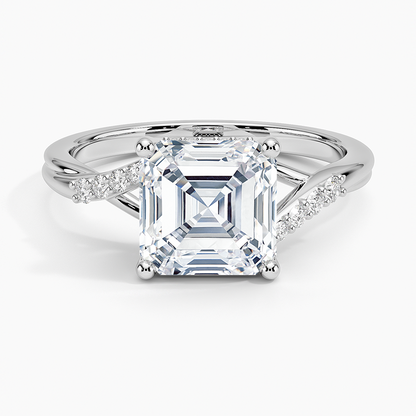 Chamise Hidden Halo Diamond Ring - Asscher Cut Center Stone