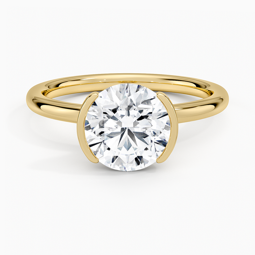 Annika Semi-Bezel Solitaire Ring - Round Cut Center Stone