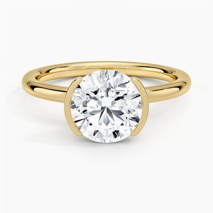 Annika Semi-Bezel Solitaire Ring - Round Cut Center Stone