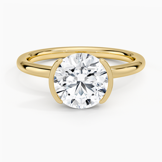Annika Semi-Bezel Solitaire Ring - Round Cut Center Stone