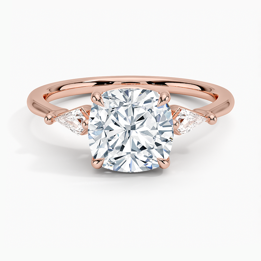Cometa Three Stone Diamond Ring - Cushion Cut Center Stone