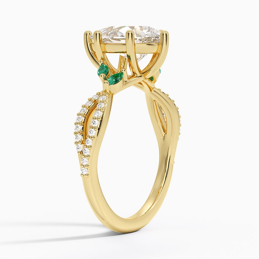 Luxe Willow Lab Emerald and Diamond Ring (1/8 ct. tw.) - Pear Center Stone