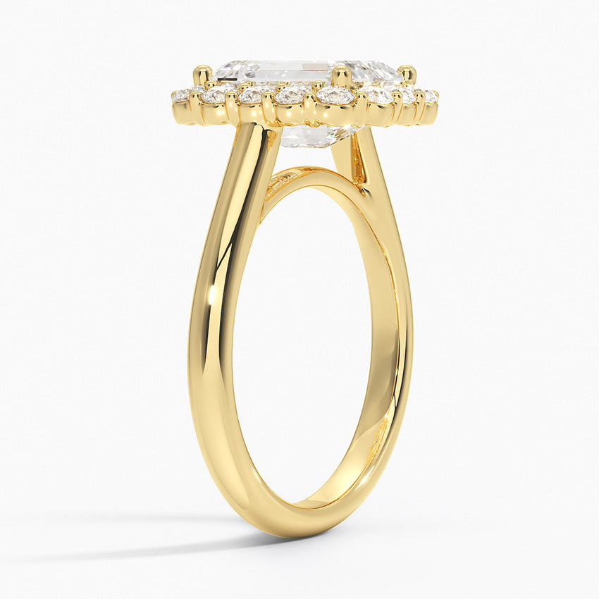 Lotus Flower Halo Diamond Ring (1/4 ct. tw.) - Emerald Cut Center Stone