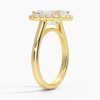 Lotus Flower Halo Diamond Ring (1/4 ct. tw.) - Emerald Cut Center Stone