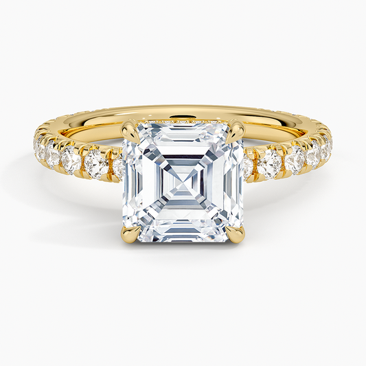 Olympia Three-Quarter Coverage Diamond Ring - Asscher Cut Center Stone