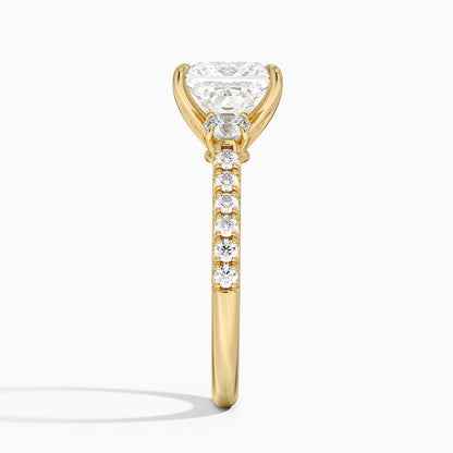 Amelie Three Stone Diamond Ring - Princess Cut Center Stone