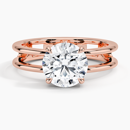 Aimee Open Double Band Solitaire Ring - Round Center Stone