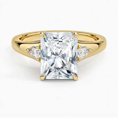 Aria Three Stone Signet Diamond Ring (1/4 ct. tw.) - Radiant Cut Center Stone