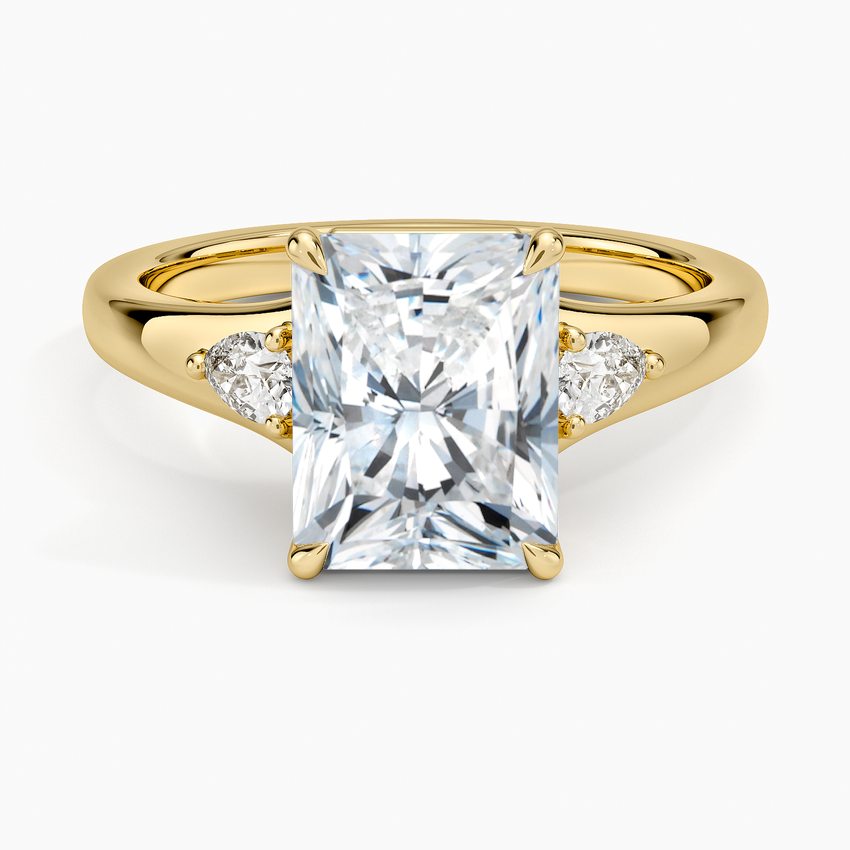Aria Three Stone Signet Diamond Ring (1/4 ct. tw.) - Radiant Cut Center Stone