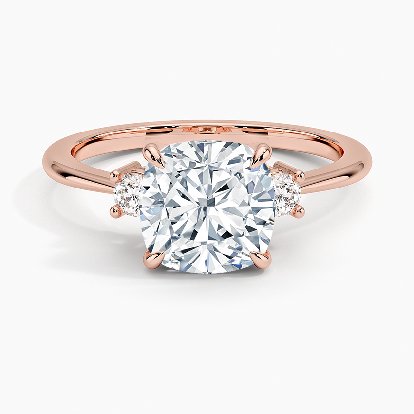 Petite Selene Three Stone Diamond Ring (1/10 ct. tw.) - Cushion Cut Center Stone