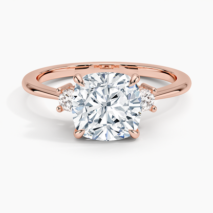 Petite Selene Three Stone Diamond Ring (1/10 ct. tw.) - Cushion Cut Center Stone
