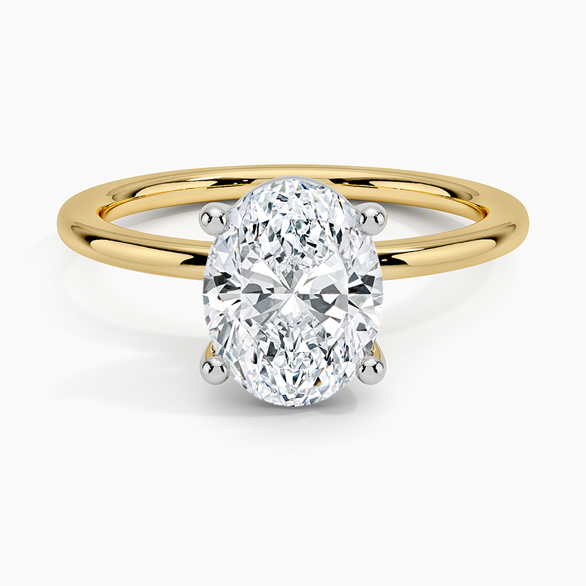 Platinum Mixed Metal Perfect Fit Solitaire Ring - Oval Center Stone