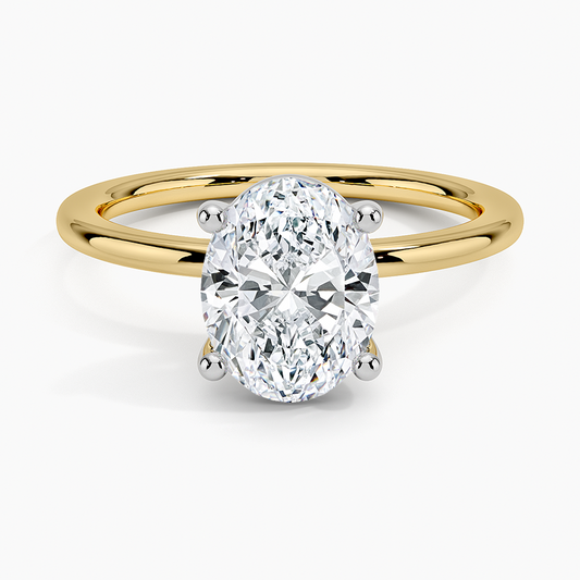 Platinum Mixed Metal Perfect Fit Solitaire Ring - Oval Center Stone
