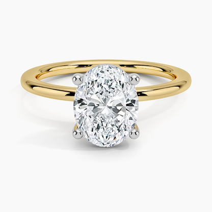 Mixed Metal Perfect Fit Solitaire Ring - Oval Cut Center Stone
