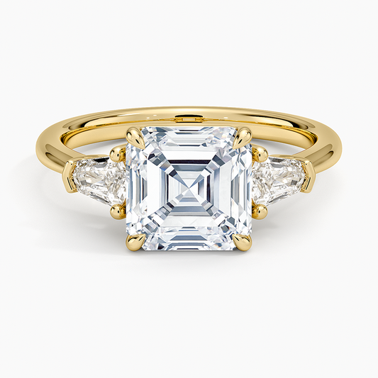 Shield Cut Three Stone Diamond Ring (1/4 ct. tw.) - Asscher Cut Center Stone