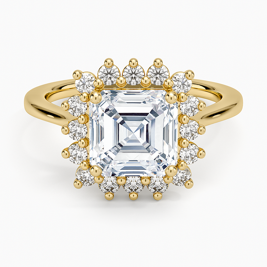 Sunburst Halo Diamond Ring (1/4 ct. tw.) - Asscher Cut Center Stone