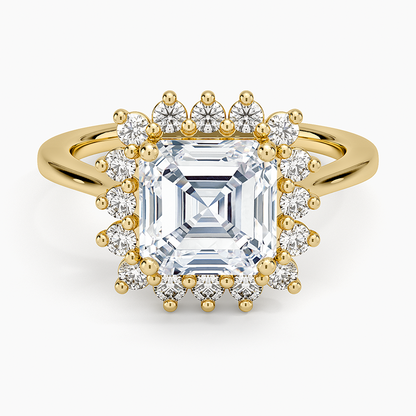 Sunburst Halo Diamond Ring (1/4 ct. tw.) - Asscher Cut Center Stone