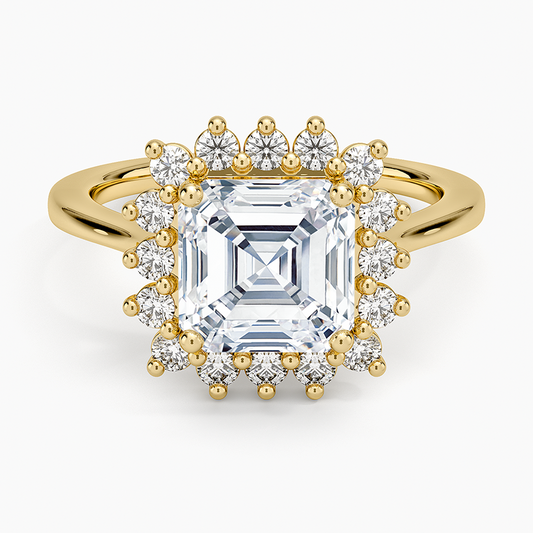Sunburst Halo Diamond Ring (1/4 ct. tw.) - Asscher Cut Center Stone