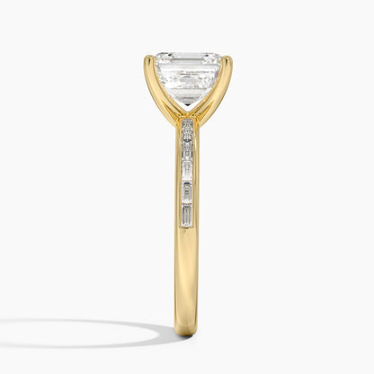 Tabitha Channel Set Baguette Diamond Ring - Asscher Cut Center Stone