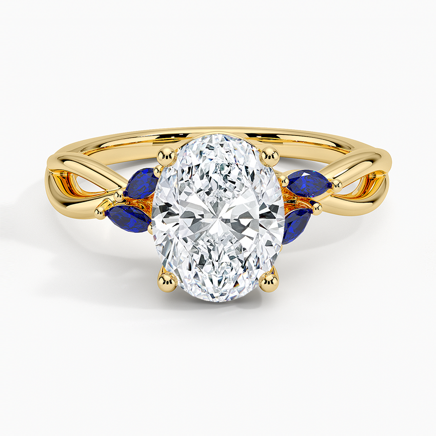 Willow Ring With Sapphire Accents - Oval Cut Center Stone