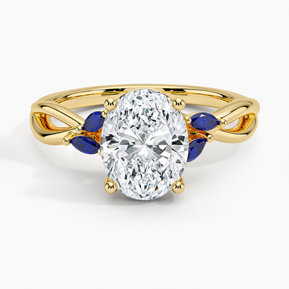 Willow Ring With Sapphire Accents - Oval Cut Center Stone