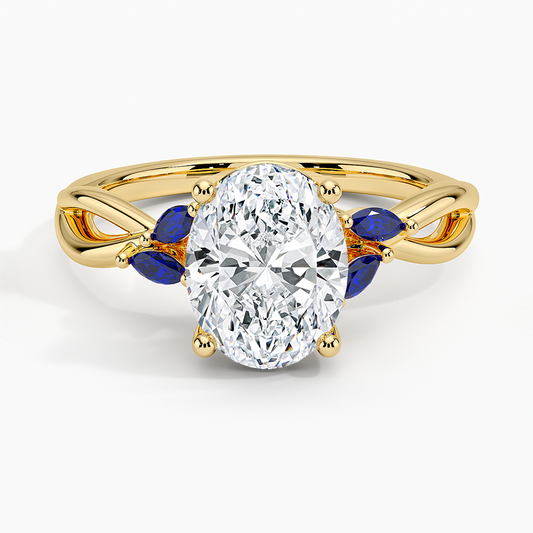 Willow Ring With Sapphire Accents - Oval Cut Center Stone