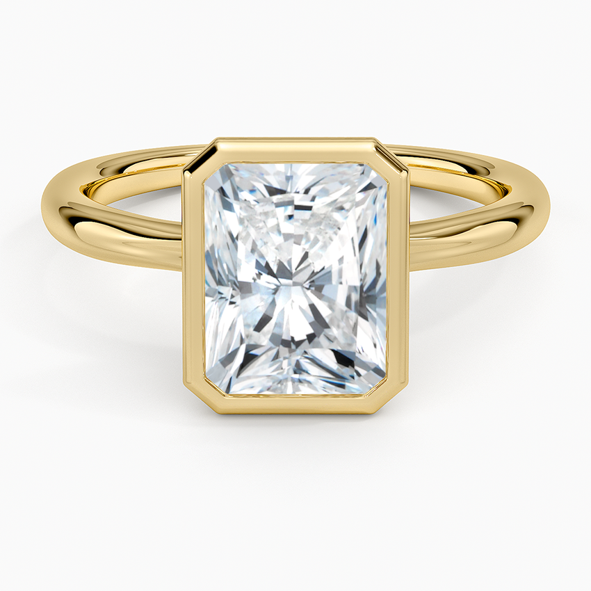 Freesia Bezel Solitaire Ring - Radiant Cut Center Stone