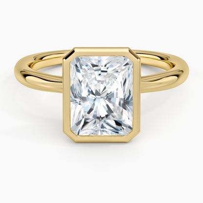 Freesia Bezel Solitaire Ring - Radiant Cut Center Stone