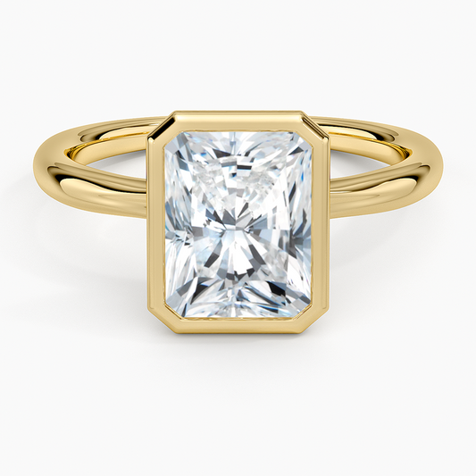Freesia Bezel Solitaire Ring - Radiant Cut Center Stone