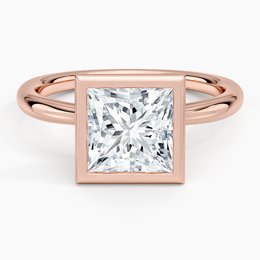 Freesia Bezel Solitaire Ring - Princess Cut Center Stone