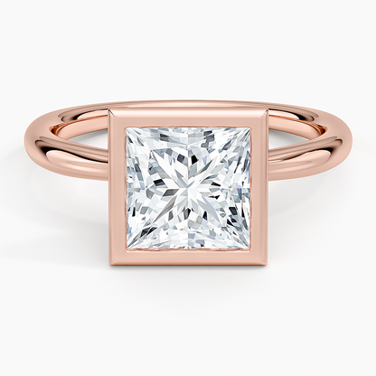 Freesia Bezel Solitaire Ring - Princess Cut Center Stone