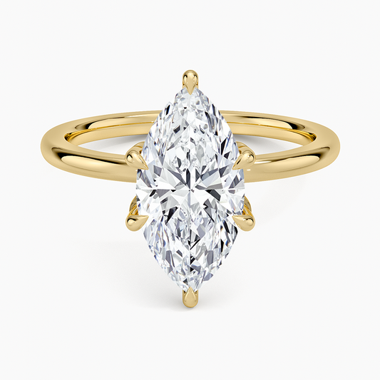 Petal Six Prong Diamond Ring - Marquise Center Stone