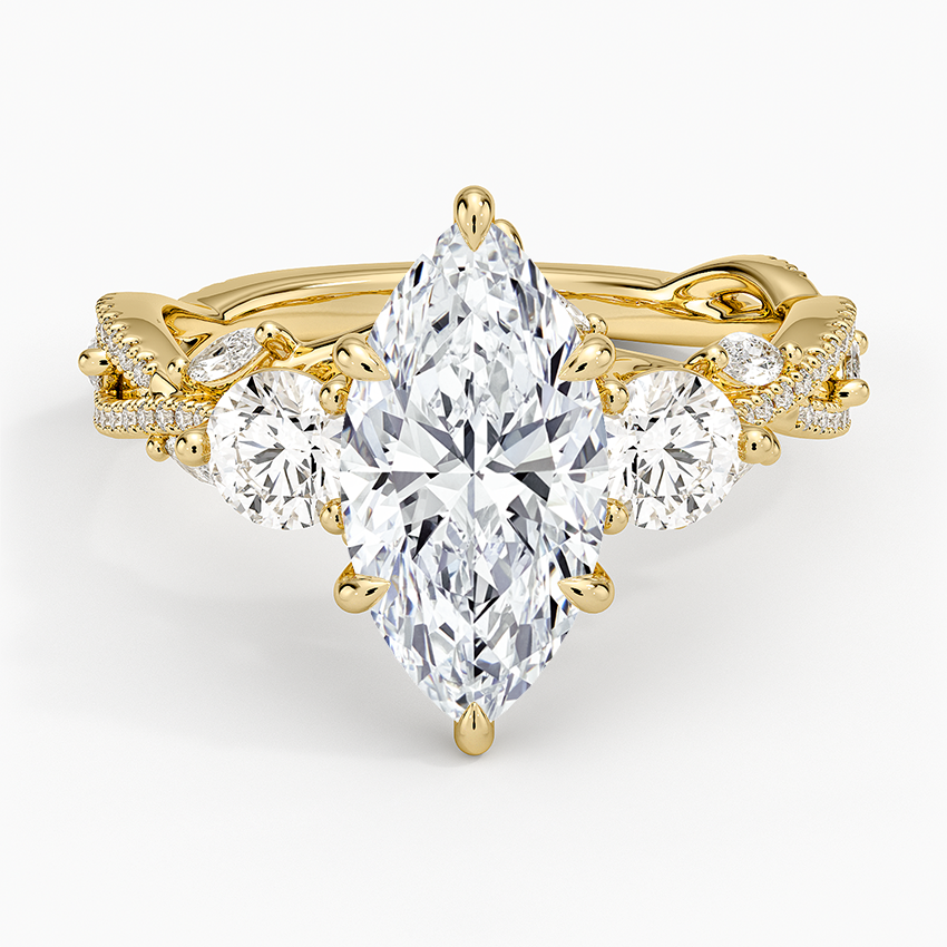 Luxe Secret Garden Three Stone Diamond Ring (1 ct. tw.) - Marquise Center Stone