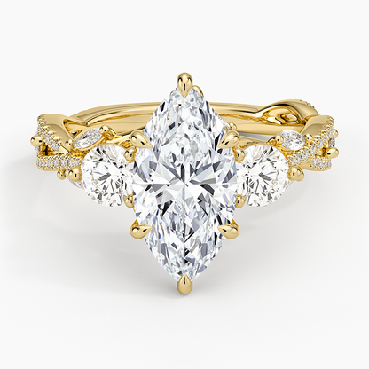 Luxe Secret Garden Three Stone Diamond Ring (1 ct. tw.) - Marquise Center Stone