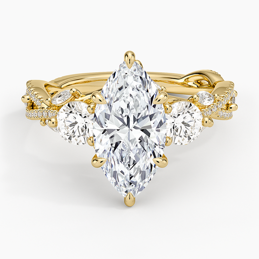 Luxe Secret Garden Three Stone Diamond Ring (1 ct. tw.) - Marquise Center Stone