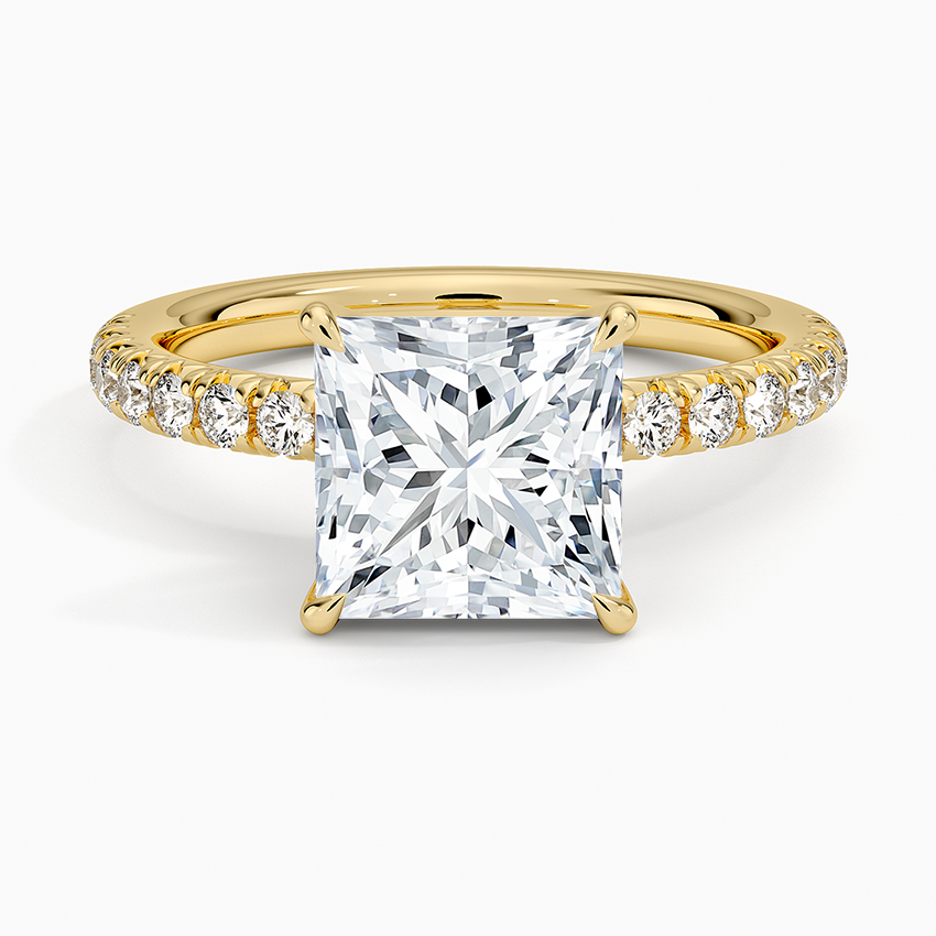 Amelie Half Coverage Diamond Ring - Princess Cut Center Stone
