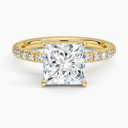 Amelie Half Coverage Diamond Ring - Princess Cut Center Stone