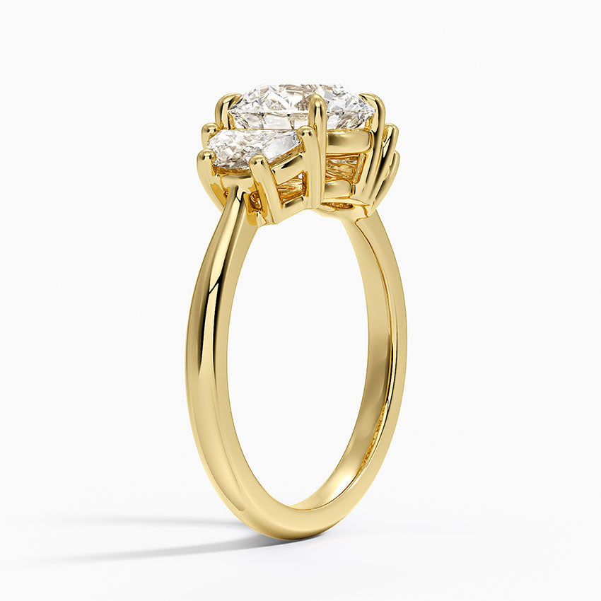 Half Moon Three Stone Diamond Ring (1/2 ct. tw.) - Round Center Stone