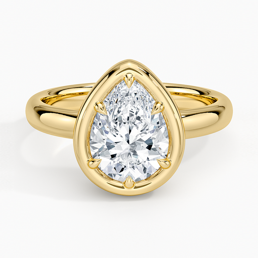 Andrea Bezel Prong Ring - Pear Center Stone