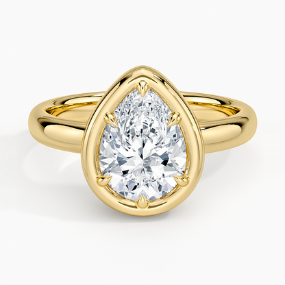 Andrea Bezel Prong Ring - Pear Center Stone