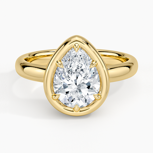Andrea Bezel Prong Ring - Pear Center Stone