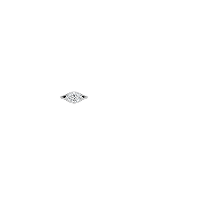 East-West Bezel Solitaire Signet Ring