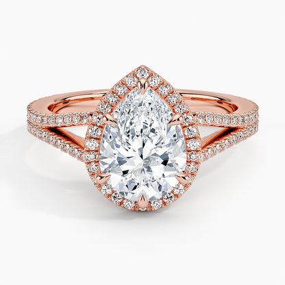 Fortuna Halo Diamond Ring (1/2 ct. tw.) - Pear Center Stone